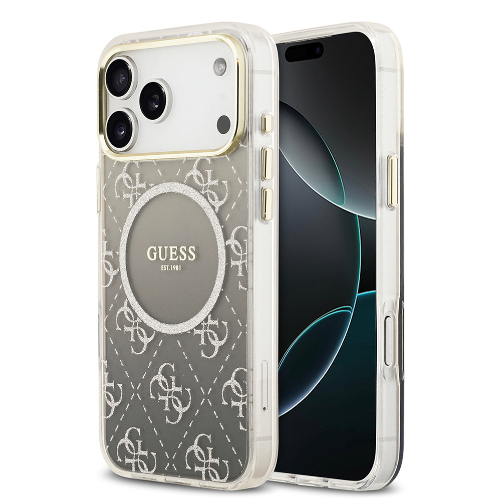 __vg|Gri|0|3666339523060-01|Apple iPhone 17 Pro Max Kılıf Guess Orjinal Lisanslı MagSafe Şarj Özellikli 4G Desenli Simli Silikon Kapak
