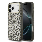 __vg|Siyah|0|3666339523541-01|Apple iPhone 17 Pro Max Kılıf Guess Orjinal Lisanslı MagSafe Şarj Özellikli Üçgen Logolu Simli Leopar Desenli Kapak