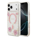 __vg|Pembe|0|3666339524548-01|Apple iPhone 17 Pro Max Kılıf Guess Orjinal Lisanslı MagSafe Şarj Özellikli Transparan Resin Flowers Kapak