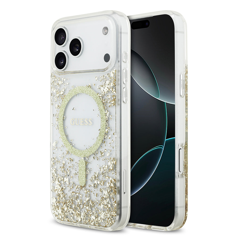 __vg|Gold|0|3666339524623-01|Apple iPhone 17 Pro Max Kılıf Guess Orjinal Lisanslı MagSafe Şarj Özellikli Transparan Resin Bottom Kapak