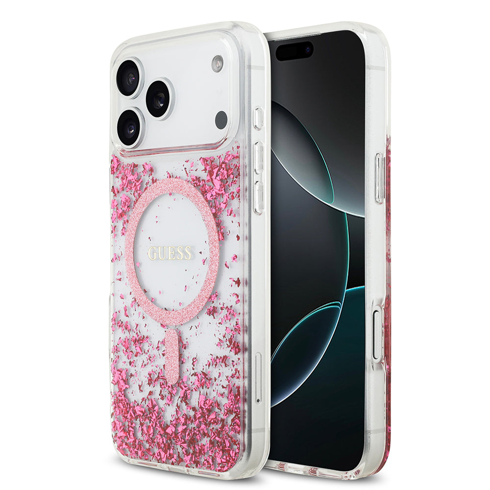 __vg|Pembe|0|3666339524661-01|Apple iPhone 17 Pro Max Kılıf Guess Orjinal Lisanslı MagSafe Şarj Özellikli Transparan Resin Bottom Kapak