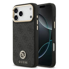 __vg|Siyah|0|3666339529130-01|Apple iPhone 17 Pro Max Kılıf Guess Orjinal Lisanslı MagSafe Şarj Özellikli Gold Metal Kamera Çerçeveli Taşlı 4G Logolu Kapak