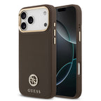 __vg|Kahverengi|0|3666339530099-01|Apple iPhone 17 Pro Max Kılıf Guess Orjinal Lisanslı MagSafe Şarj Özellikli Grained Yazı ve Taşlı 4G Logolu Kapak