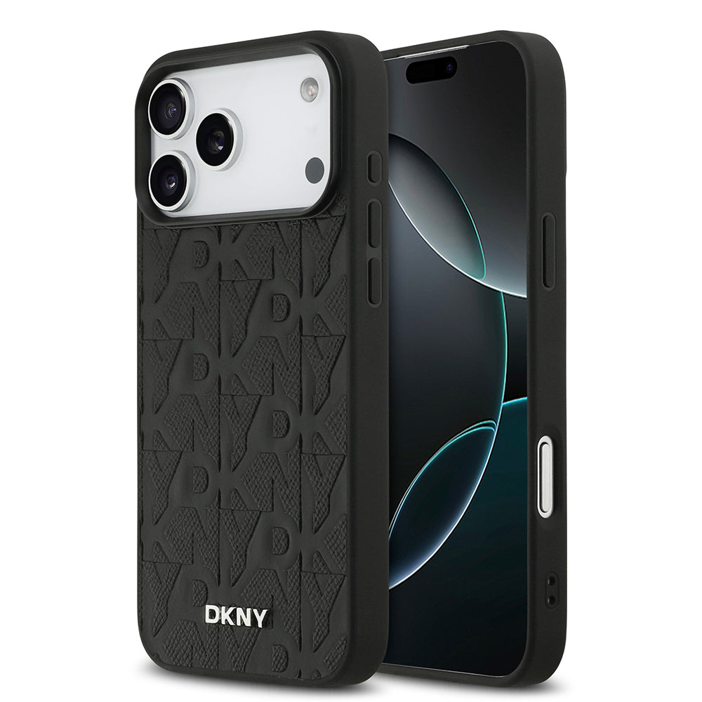 __vg|Siyah|0|3666339546021-01|Apple iPhone 17 Pro Max Kılıf DKNY Orjinal Lisanslı MagSafe Şarj Özellikli 3D Yazılı Grid Pattern Kapak