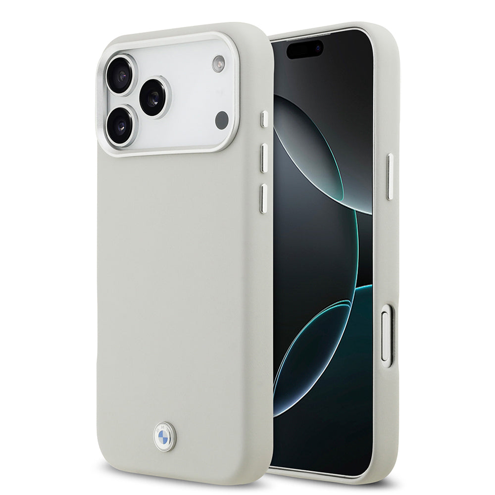 __vg|Gri|0|3666339551407-01|Apple iPhone 17 Pro Max Kılıf BMW Orjinal Lisanslı MagSafe Şarj Özellikli Metal Logolu Tam Kaplama Deri Kapak