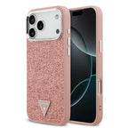__vg|Pembe|0|3666339557614-01|Apple iPhone 17 Pro Max Kılıf Guess Orjinal Lisanslı MagSafe Şarj Özellikli Metal Kamera Çerçeveli Üçgen Logolu Glitter Kapak