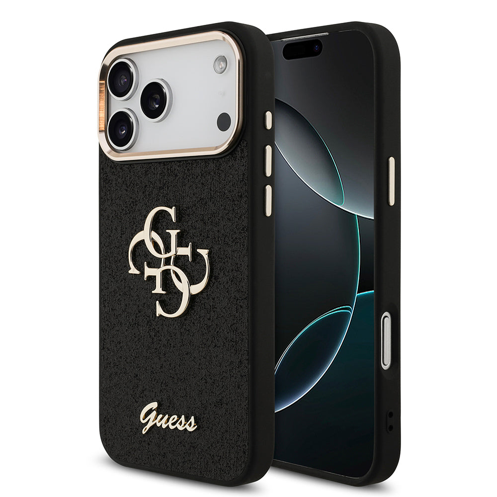 __vg|Siyah|0|3666339557942-01|Apple iPhone 17 Pro Max Kılıf Guess Orjinal Lisanslı 4G Büyük Metal Kamera Çerçeveli ve Logolu Glitter Kapak