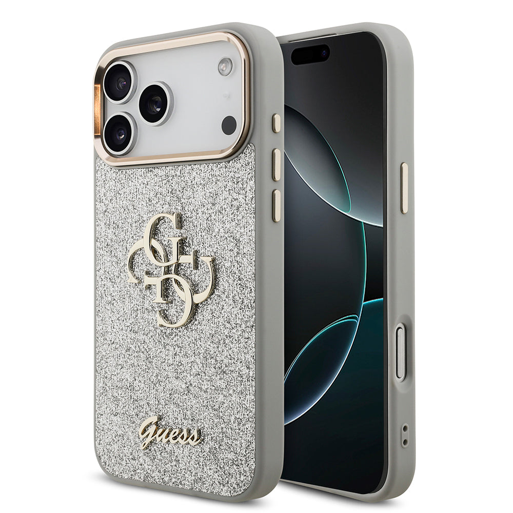 __vg|Gri|0|3666339558109-01|Apple iPhone 17 Pro Max Kılıf Guess Orjinal Lisanslı 4G Büyük Metal Kamera Çerçeveli ve Logolu Glitter Kapak