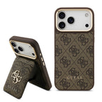 __vg|Kahverengi|0|3666339558741-01|Apple iPhone 17 Pro Max Kılıf Guess Orjinal Lisanslı MagSafe Şarj Özellikli 4G Metal Büyük Logolu Kartlıklı Kapak