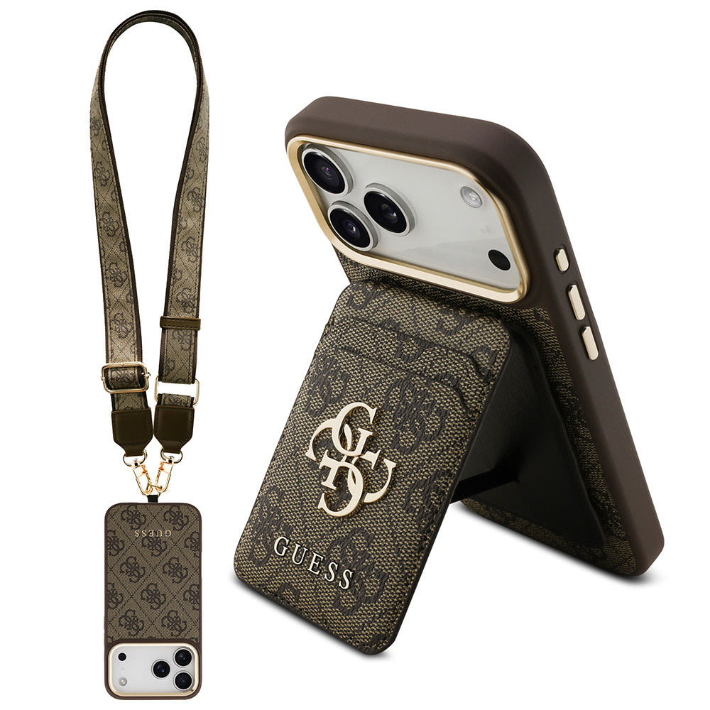 __vg|Kahverengi|0|3666339558901-01|Apple iPhone 17 Pro Max Kılıf Guess Orjinal Lisanslı MagSafe Şarj Özellikli Askılı ve 4G Logo Kartlıklı Kapak