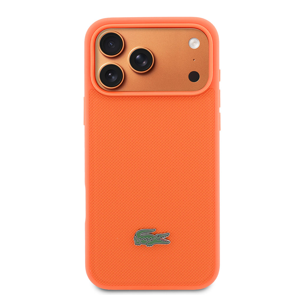 __vg|Turuncu|2|3666339578374-03|Apple iPhone 17 Pro Max Kılıf Lacoste Orjinal Lisanslı MagSafe Şarj Özellikli PU Pike Desenli Metal Logolu Kapak