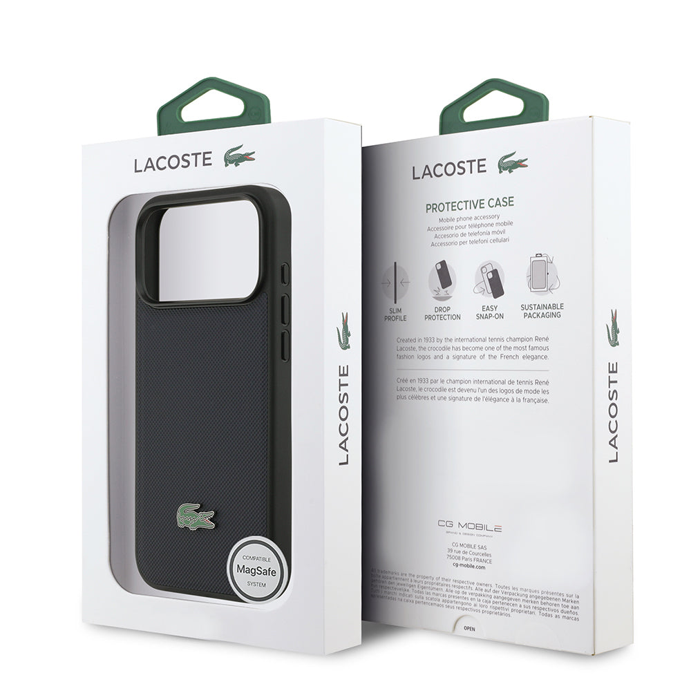 __vg|Lacivert|7|3666339578497-08|Apple iPhone 17 Pro Max Kılıf Lacoste Orjinal Lisanslı MagSafe Şarj Özellikli PU Pike Desenli Metal Logolu Kapak