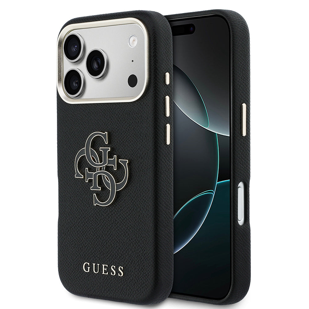 __vg|Siyah|0|3666339583996-01|Apple iPhone 17 Pro Max Kılıf Guess Orjinal Lisanslı 4G Büyük Metal Kamera Çerçeveli PU Deri Resin Kapak