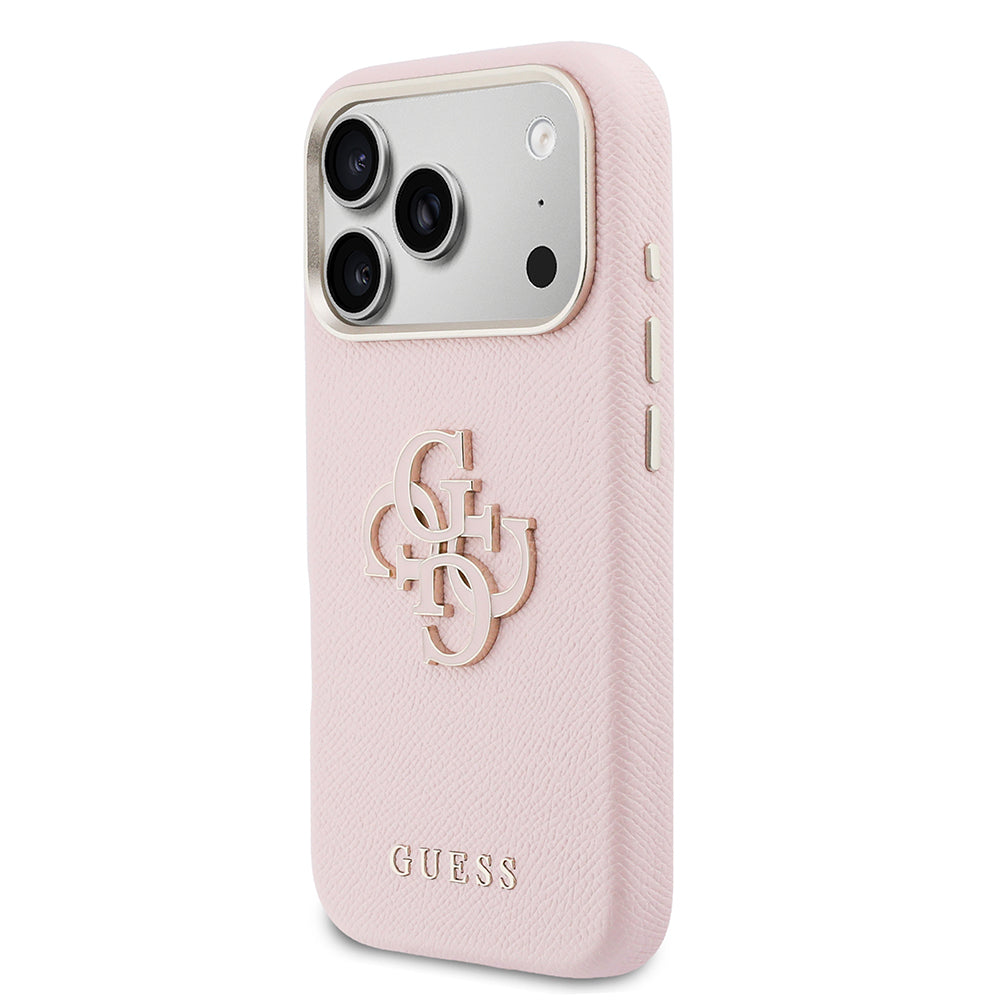 __vg|Pembe|1|3666339584474-02|Apple iPhone 17 Pro Max Kılıf Guess Orjinal Lisanslı 4G Büyük Metal Kamera Çerçeveli PU Deri Resin Kapak