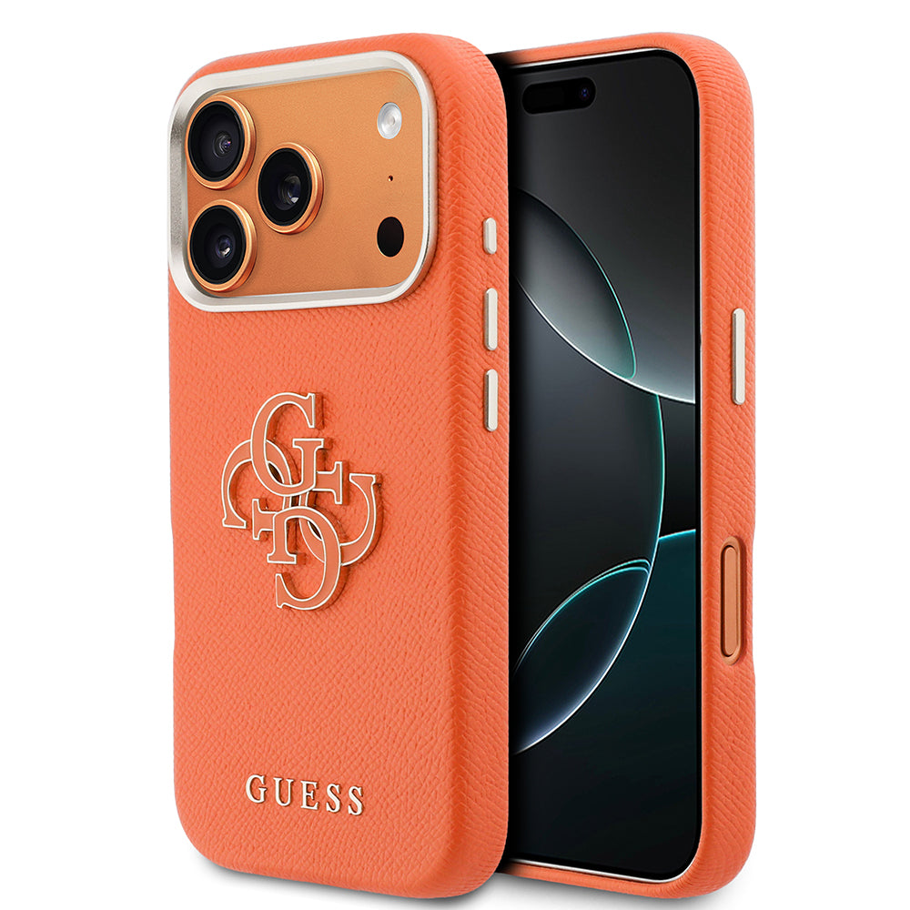 __vg|Turuncu|0|3666339584634-01|Apple iPhone 17 Pro Max Kılıf Guess Orjinal Lisanslı 4G Büyük Metal Kamera Çerçeveli PU Deri Resin Kapak
