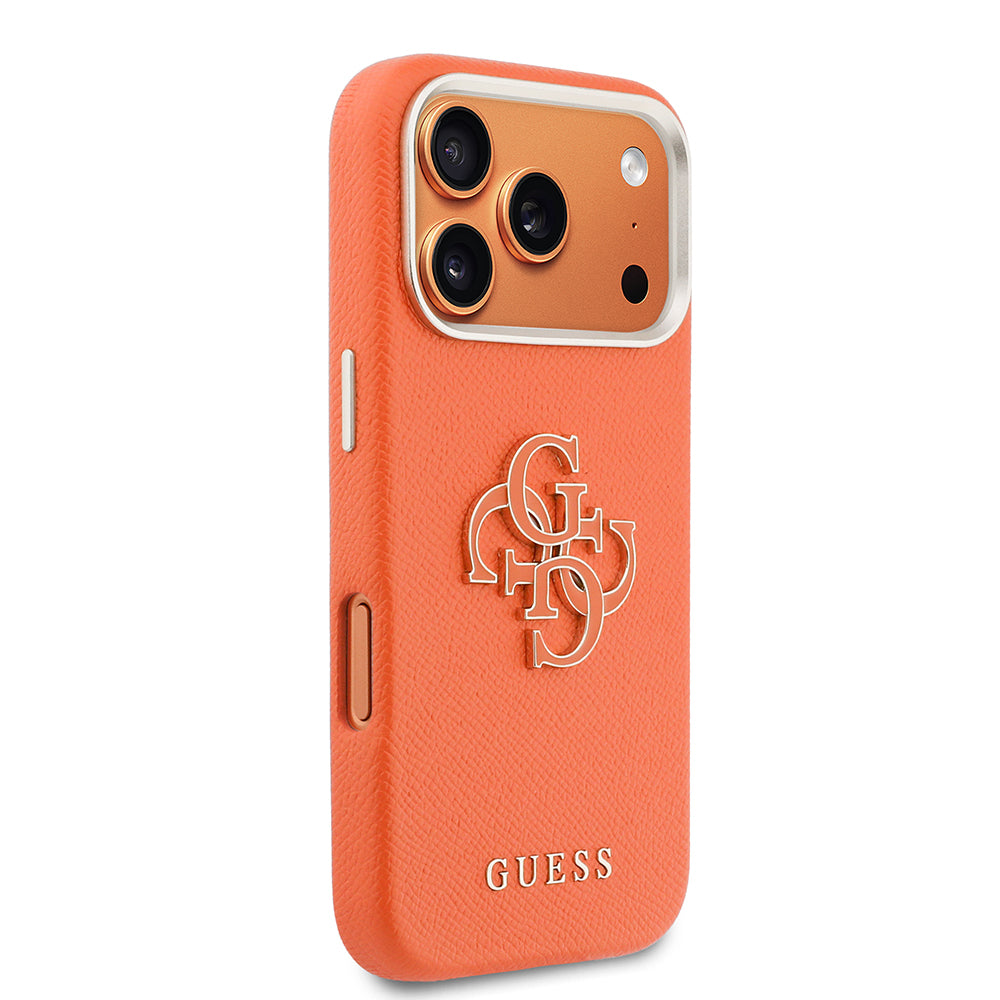__vg|Turuncu|3|3666339584634-04|Apple iPhone 17 Pro Max Kılıf Guess Orjinal Lisanslı 4G Büyük Metal Kamera Çerçeveli PU Deri Resin Kapak