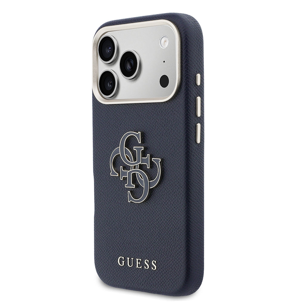 __vg|Mavi|1|3666339584795-02|Apple iPhone 17 Pro Max Kılıf Guess Orjinal Lisanslı 4G Büyük Metal Kamera Çerçeveli PU Deri Resin Kapak