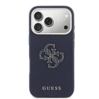 __vg|Mavi|2|3666339584795-03|Apple iPhone 17 Pro Max Kılıf Guess Orjinal Lisanslı 4G Büyük Metal Kamera Çerçeveli PU Deri Resin Kapak