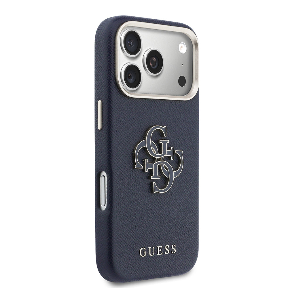 __vg|Mavi|3|3666339584795-04|Apple iPhone 17 Pro Max Kılıf Guess Orjinal Lisanslı 4G Büyük Metal Kamera Çerçeveli PU Deri Resin Kapak