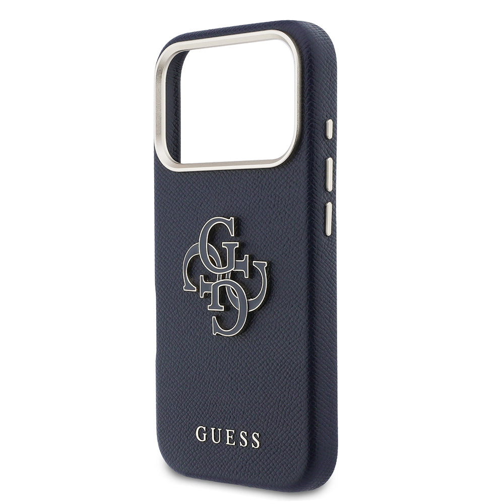 __vg|Mavi|5|3666339584795-06|Apple iPhone 17 Pro Max Kılıf Guess Orjinal Lisanslı 4G Büyük Metal Kamera Çerçeveli PU Deri Resin Kapak