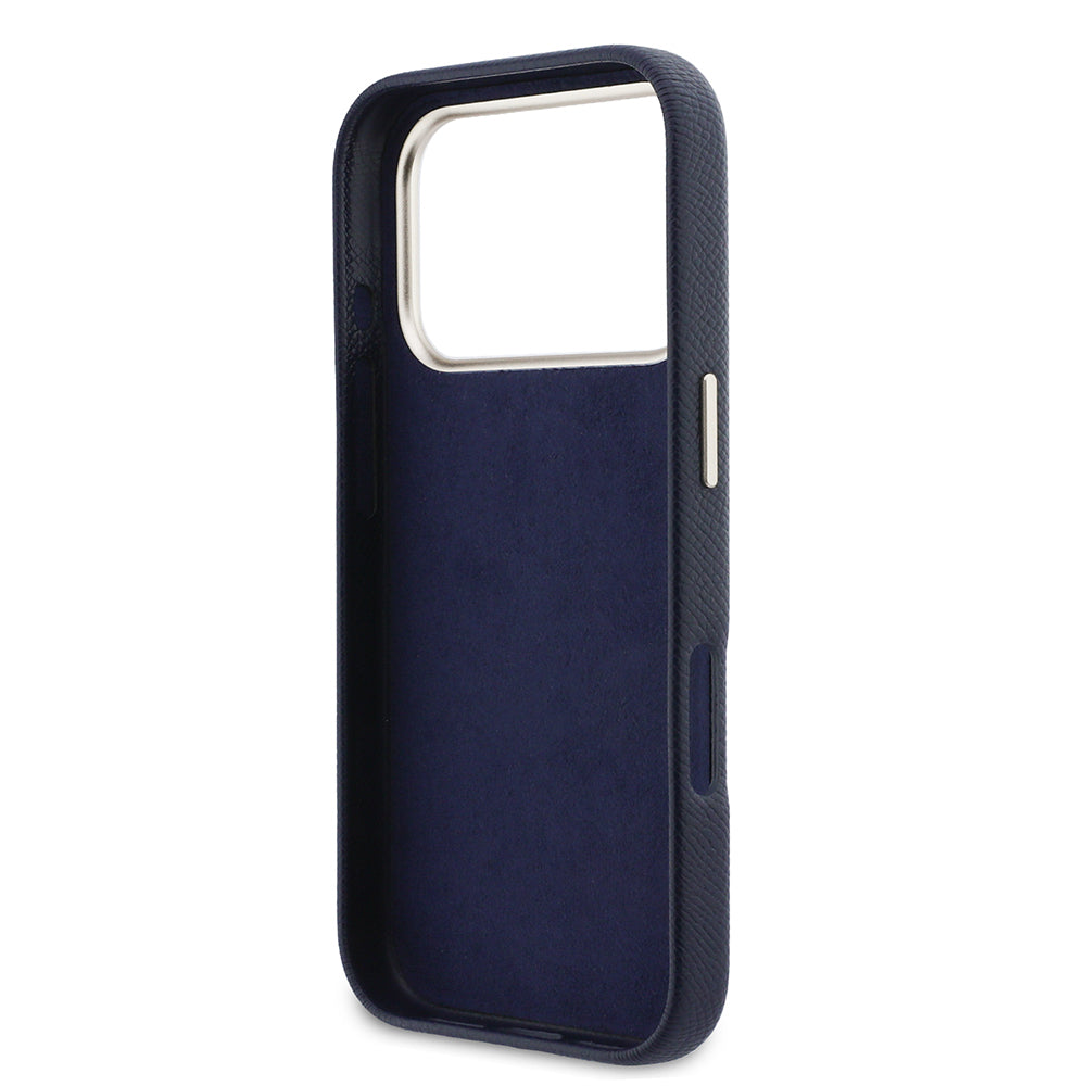 __vg|Mavi|6|3666339584795-07|Apple iPhone 17 Pro Max Kılıf Guess Orjinal Lisanslı 4G Büyük Metal Kamera Çerçeveli PU Deri Resin Kapak