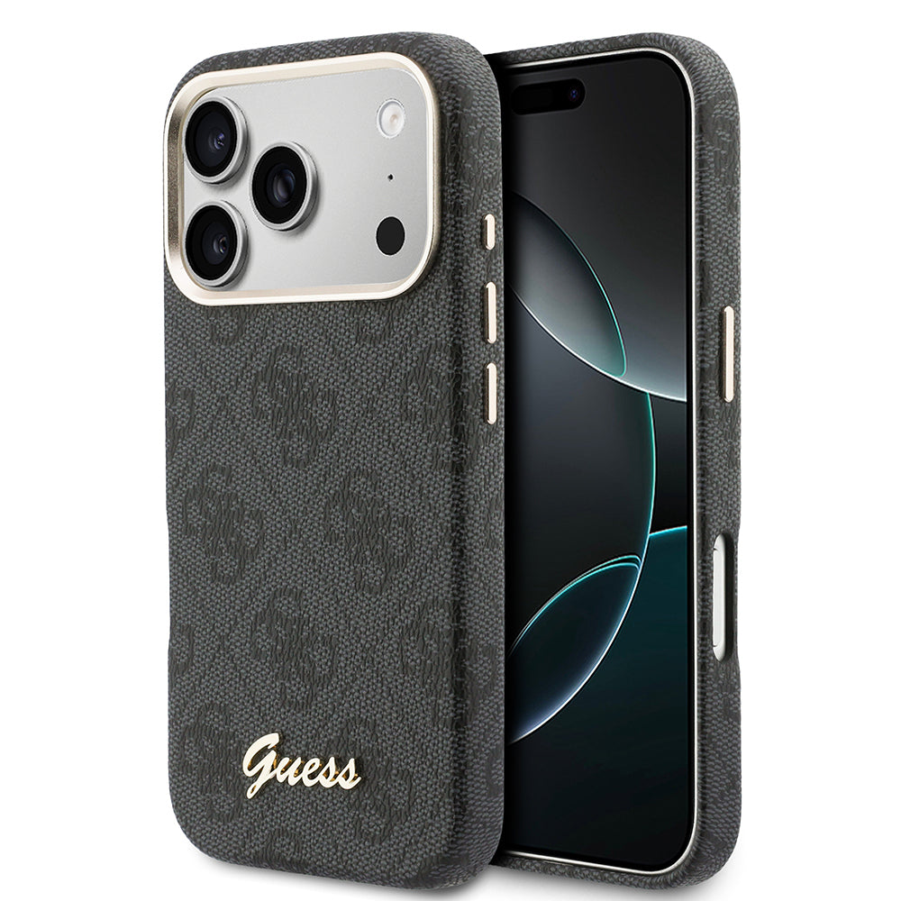 __vg|Siyah|0|3666339584955-01|Apple iPhone 17 Pro Max Kılıf Guess Orjinal Lisanslı MagSafe Şarj Özellikli Script Yazı Logolu 4G Desenli Kapak