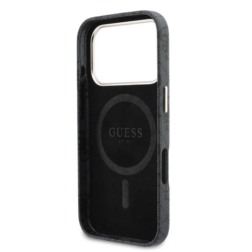 __vg|Siyah|6|3666339584955-07|Apple iPhone 17 Pro Max Kılıf Guess Orjinal Lisanslı MagSafe Şarj Özellikli Script Yazı Logolu 4G Desenli Kapak