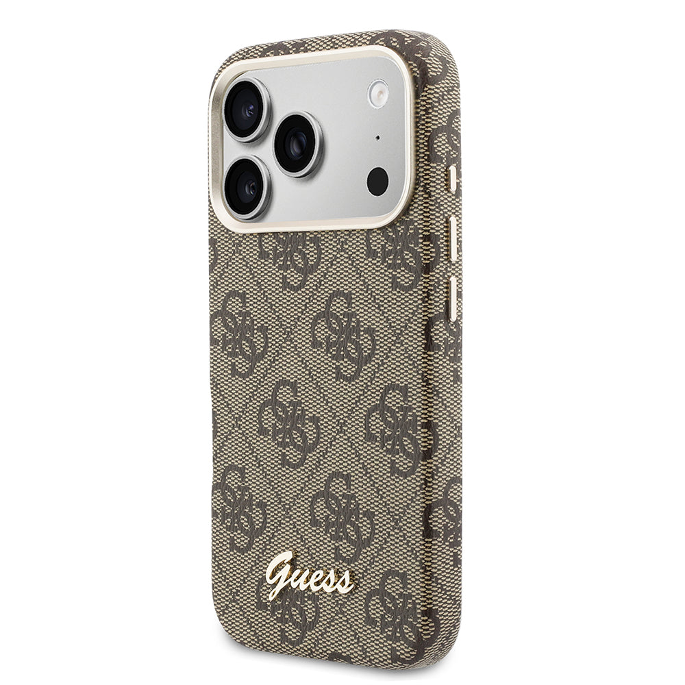 __vg|Kahverengi|1|3666339585112-02|Apple iPhone 17 Pro Max Kılıf Guess Orjinal Lisanslı MagSafe Şarj Özellikli Script Yazı Logolu 4G Desenli Kapak