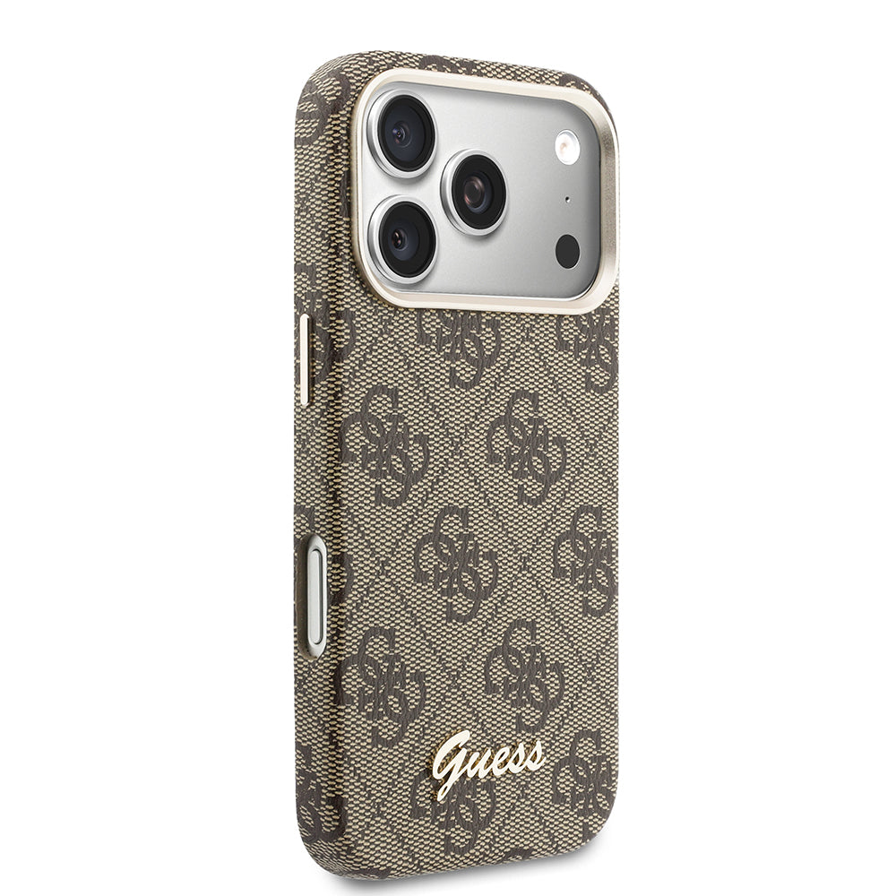 __vg|Kahverengi|3|3666339585112-04|Apple iPhone 17 Pro Max Kılıf Guess Orjinal Lisanslı MagSafe Şarj Özellikli Script Yazı Logolu 4G Desenli Kapak