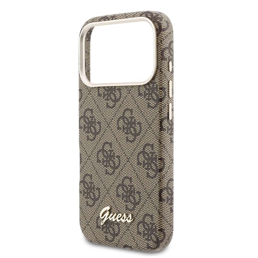 __vg|Kahverengi|5|3666339585112-06|Apple iPhone 17 Pro Max Kılıf Guess Orjinal Lisanslı MagSafe Şarj Özellikli Script Yazı Logolu 4G Desenli Kapak