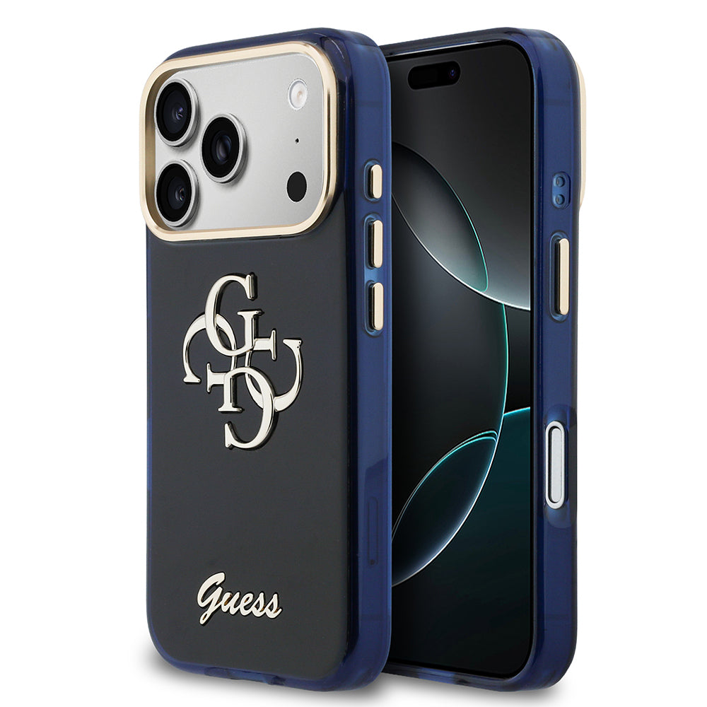 __vg|Mavi|0|3666339590550-01|Apple iPhone 17 Pro Max Kılıf Guess Orjinal Lisanslı Yazı ve 4G Büyük Metal Logolu Silikon Kapak