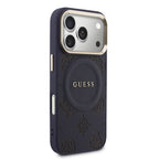 __vg|Lacivert|3|3666339593278-04|Apple iPhone 17 Pro Max Kılıf Guess Orjinal Lisanslı MagSafe Şarj Özellikli Sıcak Baskılı Yazı Logolu PU Deri Peony Kapak