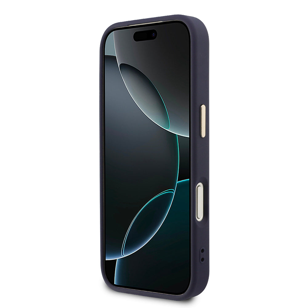 __vg|Lacivert|4|3666339593278-05|Apple iPhone 17 Pro Max Kılıf Guess Orjinal Lisanslı MagSafe Şarj Özellikli Sıcak Baskılı Yazı Logolu PU Deri Peony Kapak