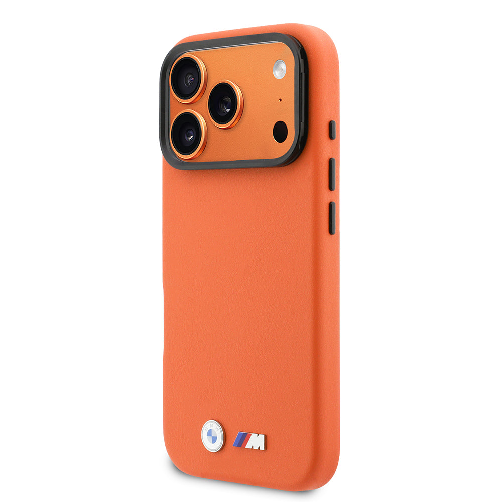 __vg|Turuncu|1|3666339595265-02|Apple iPhone 17 Pro Max Kılıf BMW Orjinal Lisanslı MagSafe Şarj Özellikli Standlı Metal Kamera Çerçeveli M Logolu PU Deri Kapak