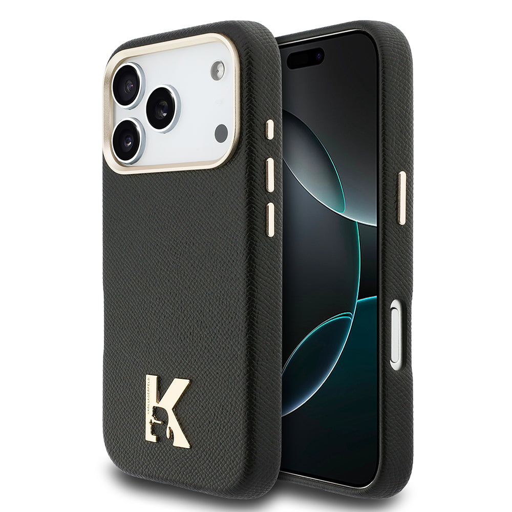 __vg|Siyah|0|3666339596620-01|Apple iPhone 17 Pro Max Kılıf Karl Lagerfeld Orjinal Lisanslı MagSafe Şarj Özellikli Gold Kamera Çerçeveli KHEAD Metal Logolu PU Deri Kapak