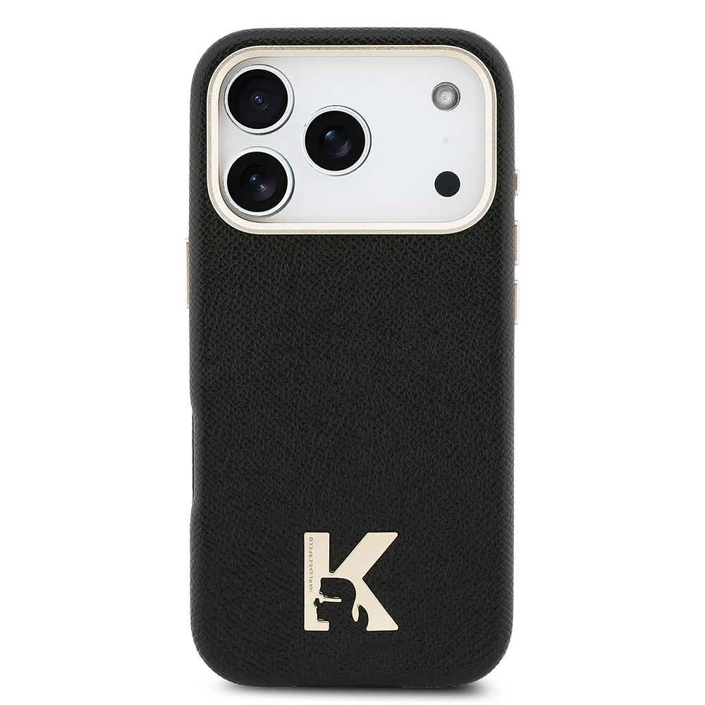 __vg|Siyah|2|3666339596620-03|Apple iPhone 17 Pro Max Kılıf Karl Lagerfeld Orjinal Lisanslı MagSafe Şarj Özellikli Gold Kamera Çerçeveli KHEAD Metal Logolu PU Deri Kapak