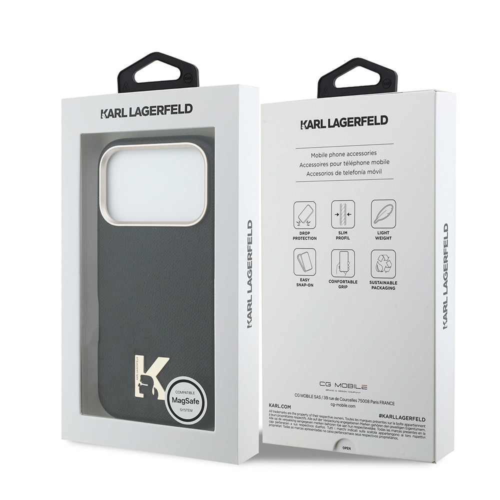 __vg|Siyah|7|3666339596620-08|Apple iPhone 17 Pro Max Kılıf Karl Lagerfeld Orjinal Lisanslı MagSafe Şarj Özellikli Gold Kamera Çerçeveli KHEAD Metal Logolu PU Deri Kapak