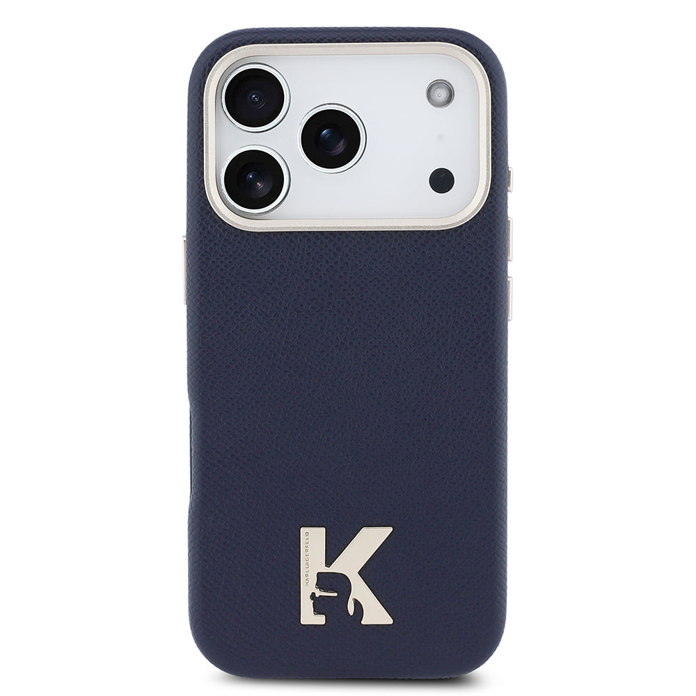 __vg|Lacivert|2|3666339597429-03|Apple iPhone 17 Pro Max Kılıf Karl Lagerfeld Orjinal Lisanslı MagSafe Şarj Özellikli Gold Kamera Çerçeveli KHEAD Metal Logolu PU Deri Kapak