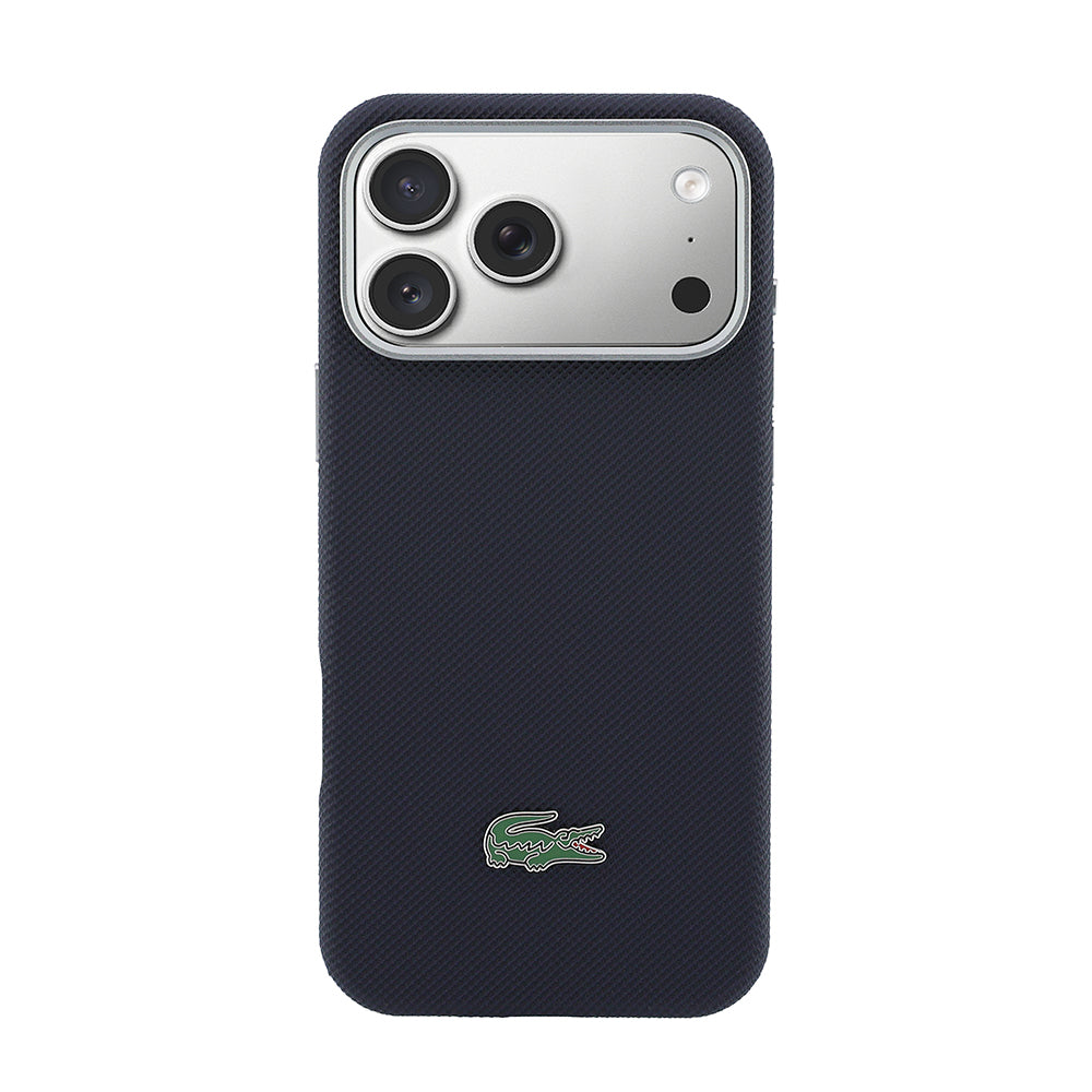 __vg|Lacivert|2|3666339610869-03|Apple iPhone 17 Pro Max Kılıf Lacoste Orjinal Lisanslı MagSafe Şarj Özellikli PVC Yarı Pike Desenli Arka Yüzey İkonik Timsah Dokuma Logolu Kapak