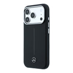 __vg|Siyah|1|3666339617714-02|Apple iPhone 17 Pro Max Kılıf Mercedes Benz Orjinal Lisanslı MagSafe Şarj Özellikli Metal Yıldız Logolu Çizgili Deri Kapak