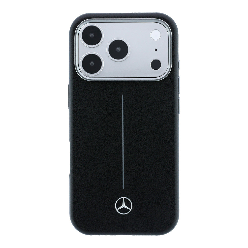 __vg|Siyah|2|3666339617714-03|Apple iPhone 17 Pro Max Kılıf Mercedes Benz Orjinal Lisanslı MagSafe Şarj Özellikli Metal Yıldız Logolu Çizgili Deri Kapak