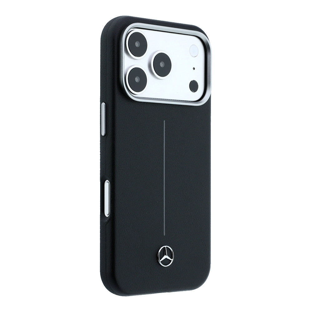 __vg|Siyah|3|3666339617714-04|Apple iPhone 17 Pro Max Kılıf Mercedes Benz Orjinal Lisanslı MagSafe Şarj Özellikli Metal Yıldız Logolu Çizgili Deri Kapak