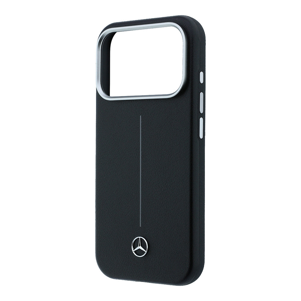 __vg|Siyah|5|3666339617714-06|Apple iPhone 17 Pro Max Kılıf Mercedes Benz Orjinal Lisanslı MagSafe Şarj Özellikli Metal Yıldız Logolu Çizgili Deri Kapak
