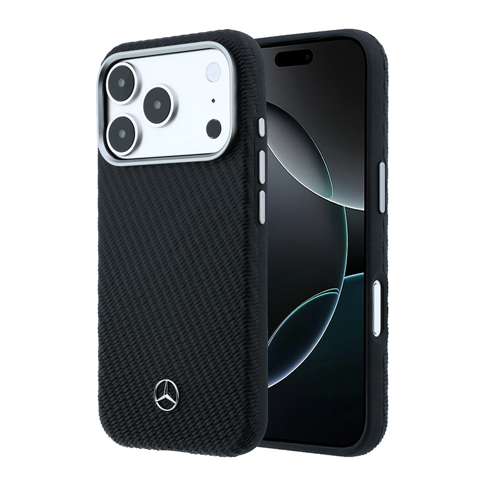 __vg|Siyah|0|3666339617936-01|Apple iPhone 17 Pro Max Kılıf Mercedes Benz Orjinal Lisanslı MagSafe Şarj Özellikli 3D Metal Logolu Wrap Wood Deri Kapak