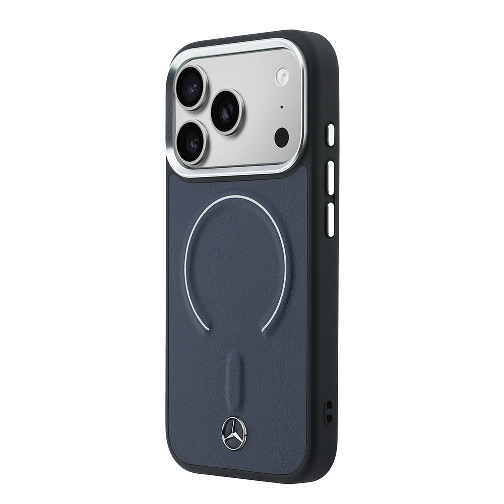 __vg|Lacivert|1|3666339619183-02|Apple iPhone 17 Pro Max Kılıf Mercedes Benz Orjinal Lisanslı MagSafe Şarj Özellikli Metal Yıldız Logolu Kabartmalı Deri Kapak