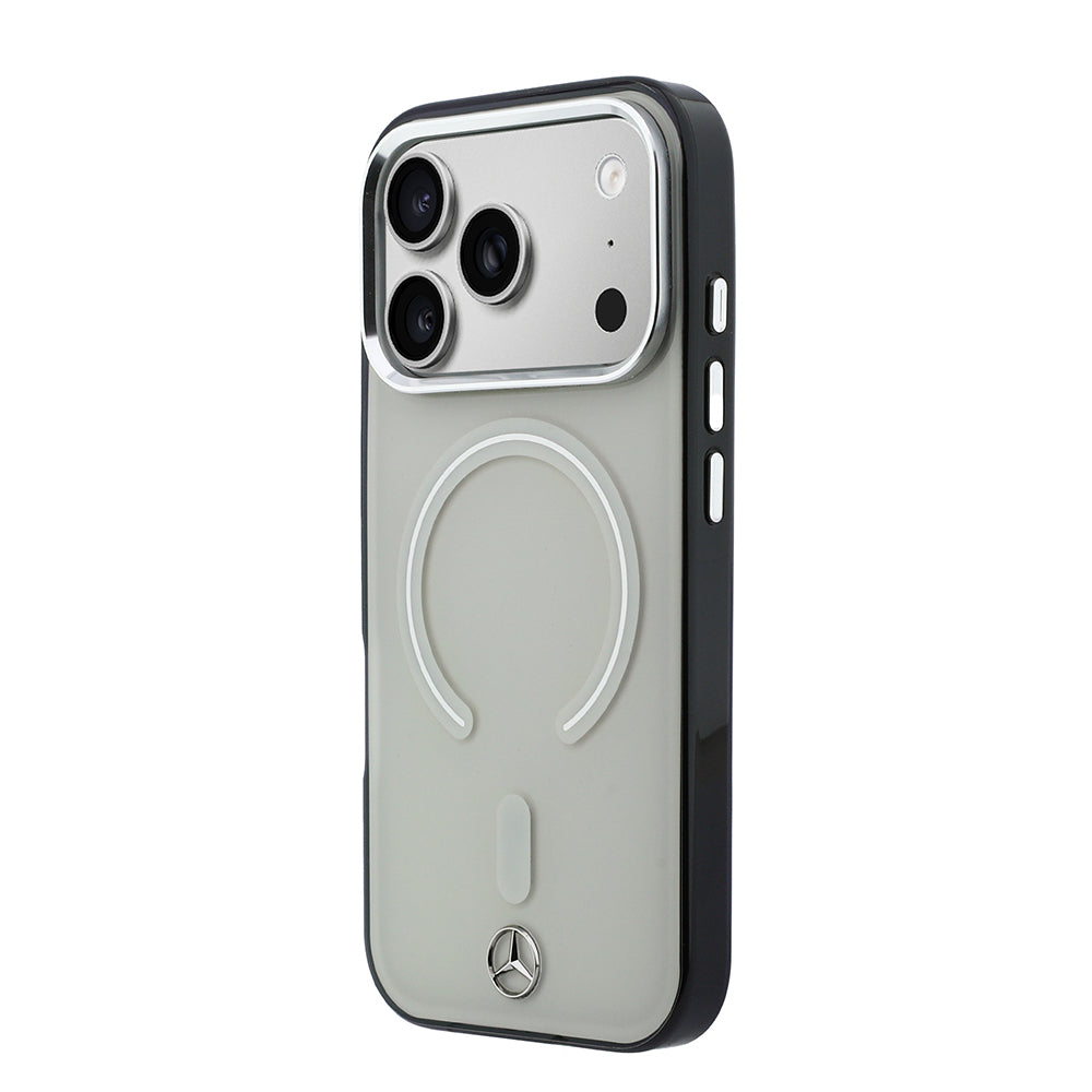 __vg|Bej|1|3666339619510-02|Apple iPhone 17 Pro Max Kılıf Mercedes Benz Orjinal Lisanslı MagSafe Şarj Özellikli Saydam Yüzey İkonik 3D Metal Logolu Kapak