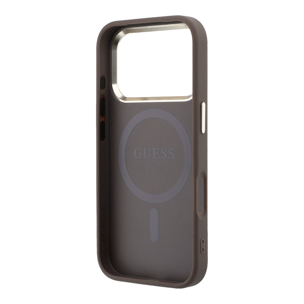 __vg|Kahverengi|6|3666339630812-07|Apple iPhone 17 Pro Max Kılıf Guess Orjinal Lisanslı MagSafe Şarj Özellikli Small 4G Classic Logolu Kapak