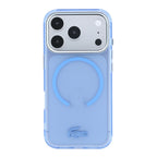 Apple iPhone 18 Pro Kılıf Lacoste Orjinal Lisanslı MagSafe C-Magnet İkonik Timsah Logolu IML Frosted Kapak - Açık Mavi
