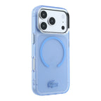 Apple iPhone 18 Pro Kılıf Lacoste Orjinal Lisanslı MagSafe C-Magnet İkonik Timsah Logolu IML Frosted Kapak - Açık Mavi