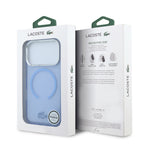 Apple iPhone 18 Pro Kılıf Lacoste Orjinal Lisanslı MagSafe C-Magnet İkonik Timsah Logolu IML Frosted Kapak - Açık Mavi